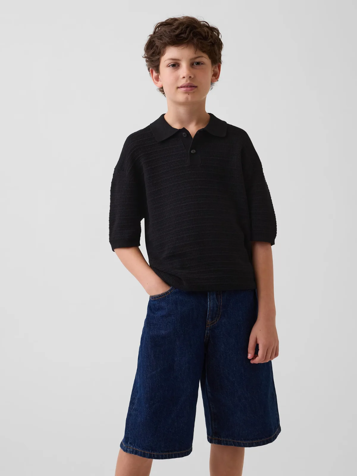 100% Cotton Relaxed Polo Shirt Sweater Shirt by Gap