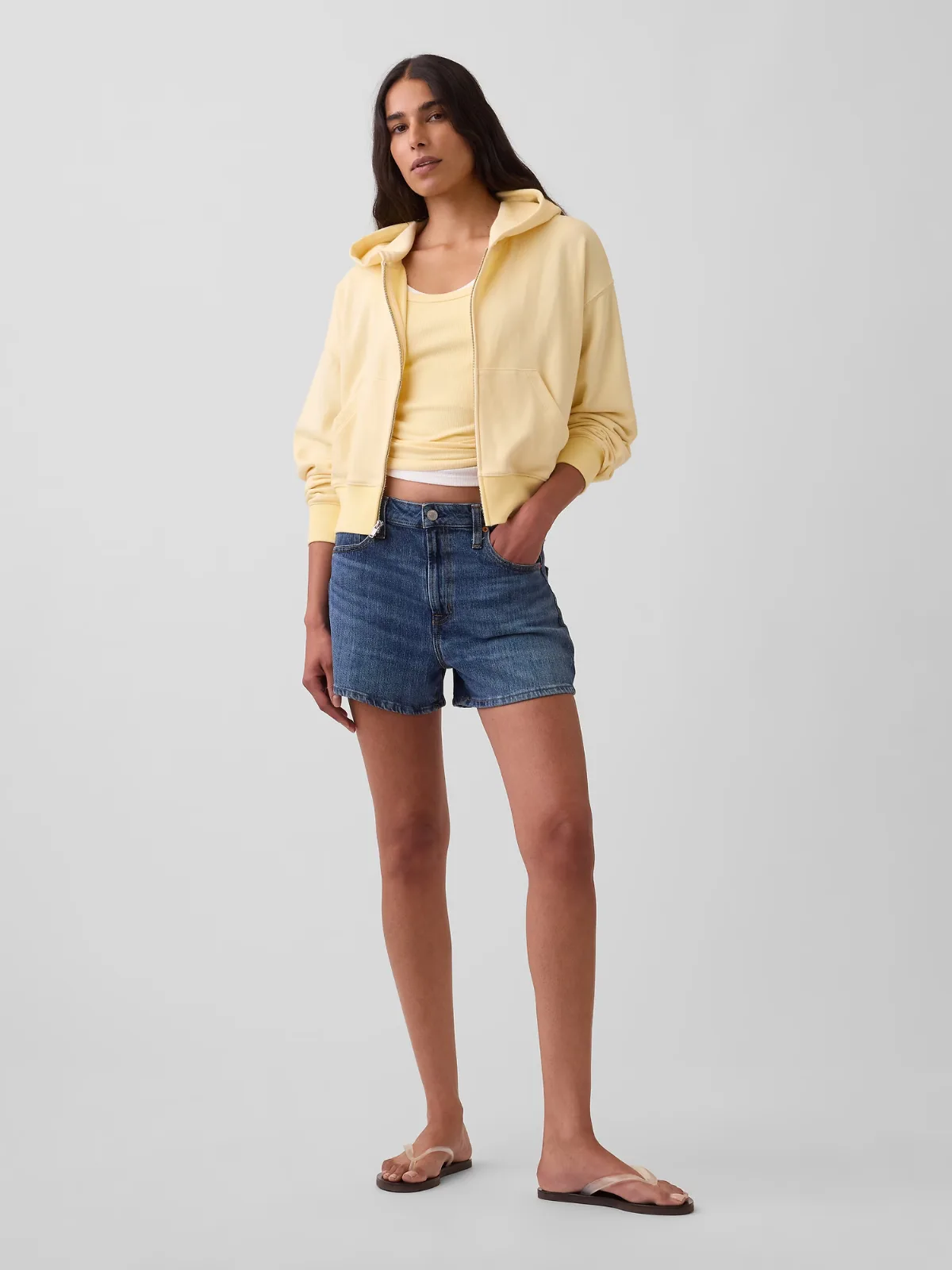3.5 High Rise Relaxed Straight Denim Shorts by Gap