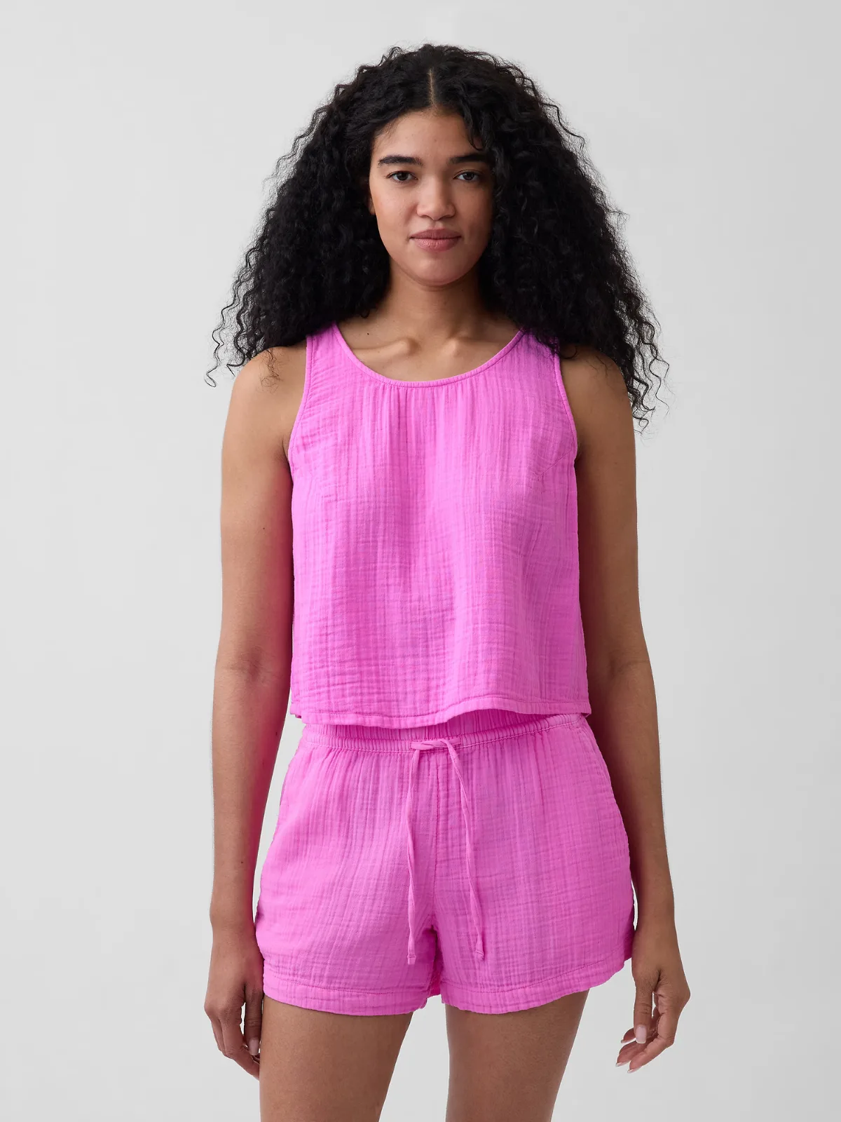 Cotton Gauze Racer Shell Tank Top by Gap