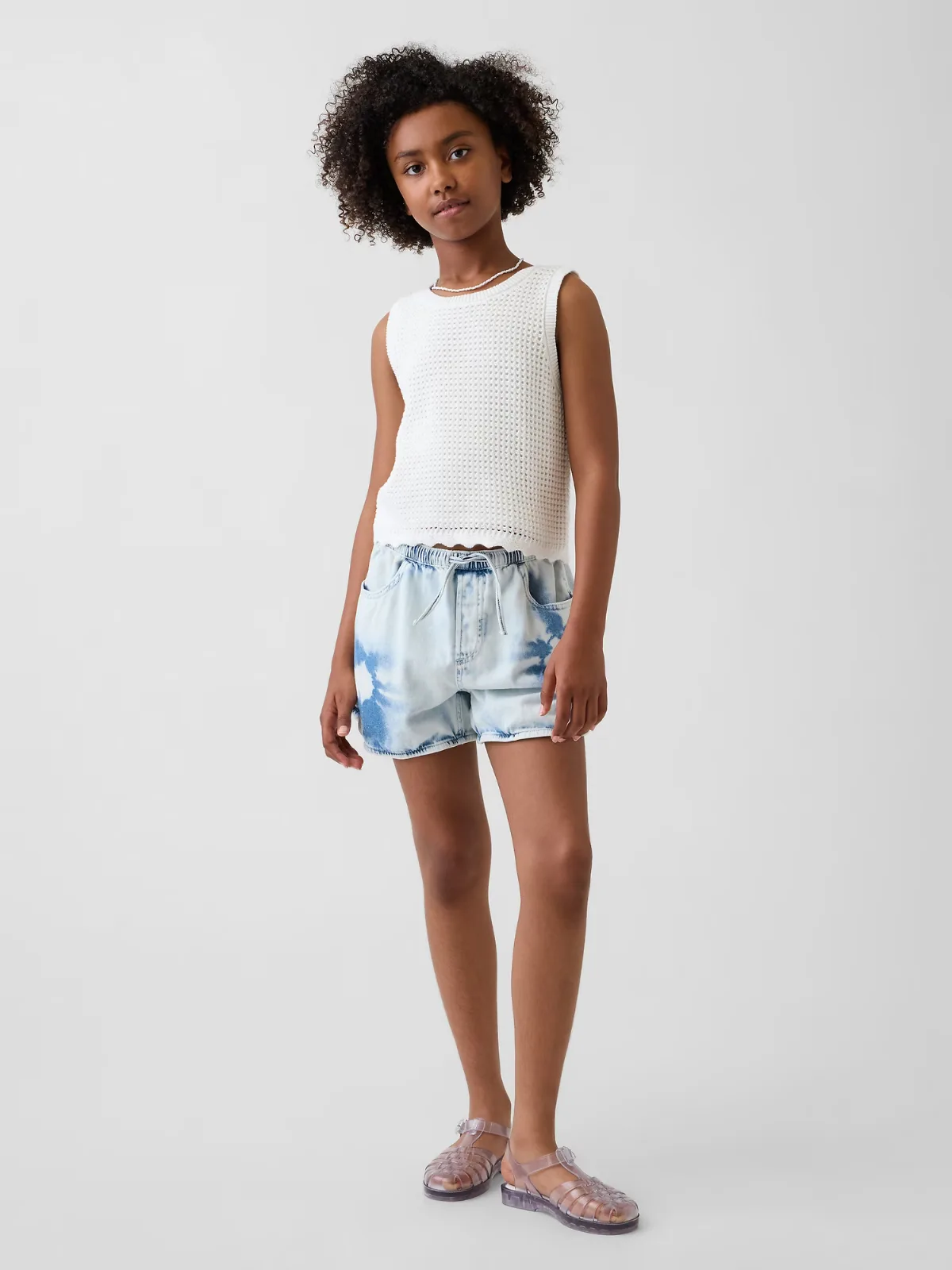 High Rise Tie-Dye Denim Easy Shorts by Gap