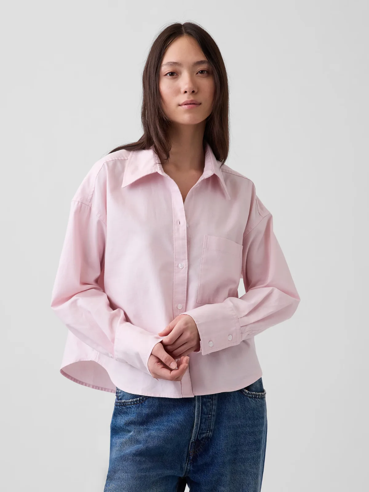 Organic Cotton Oversized Crop Oxford Shirt