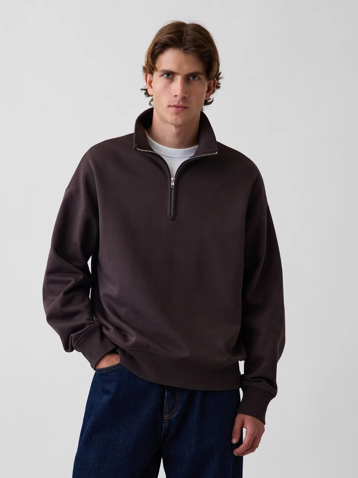 Heavyweight Oversized Quarter-Zip Pullover by Gap
