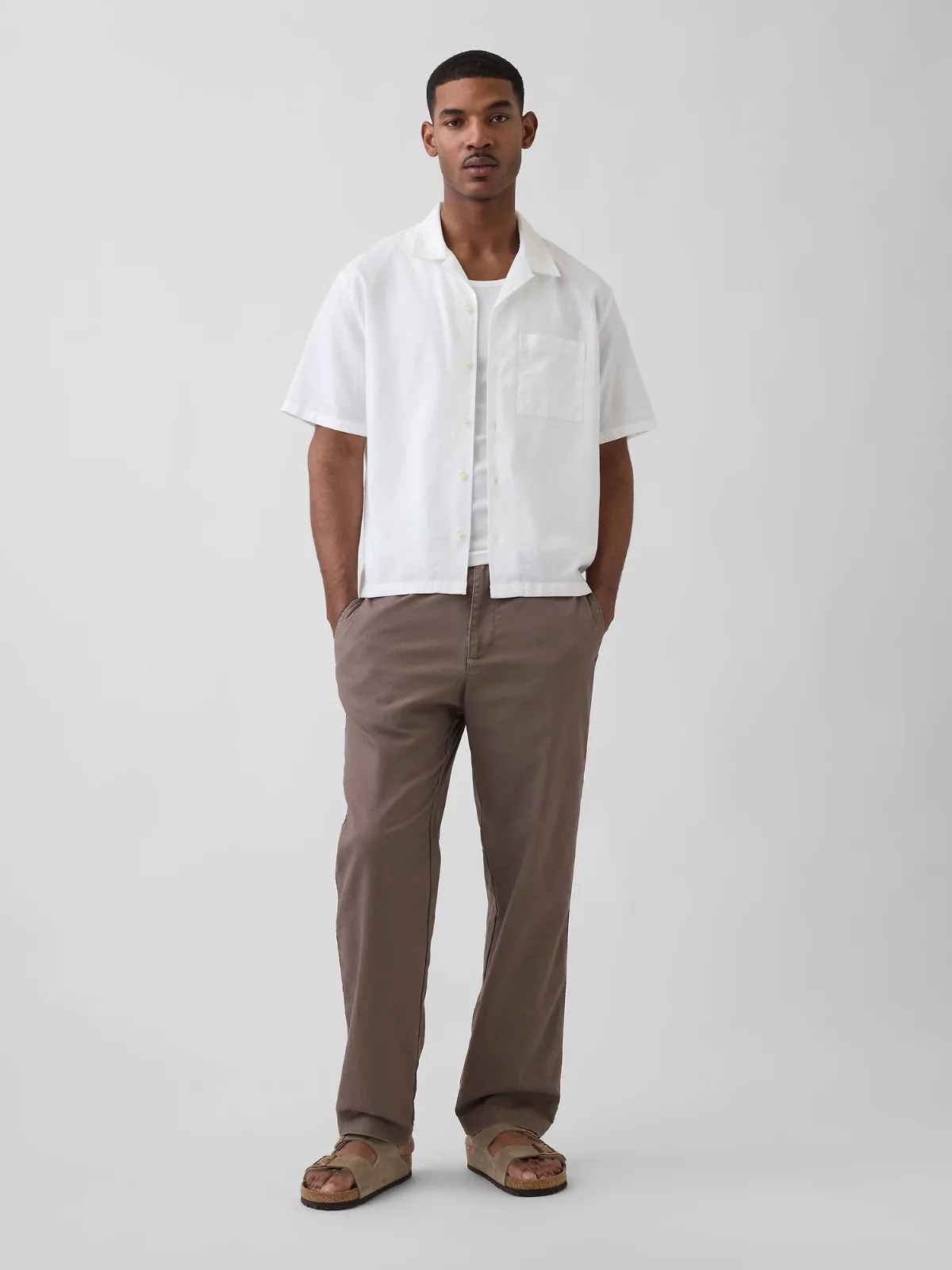 Linen-Cotton Relaxed Taper Easy Pants by Gap