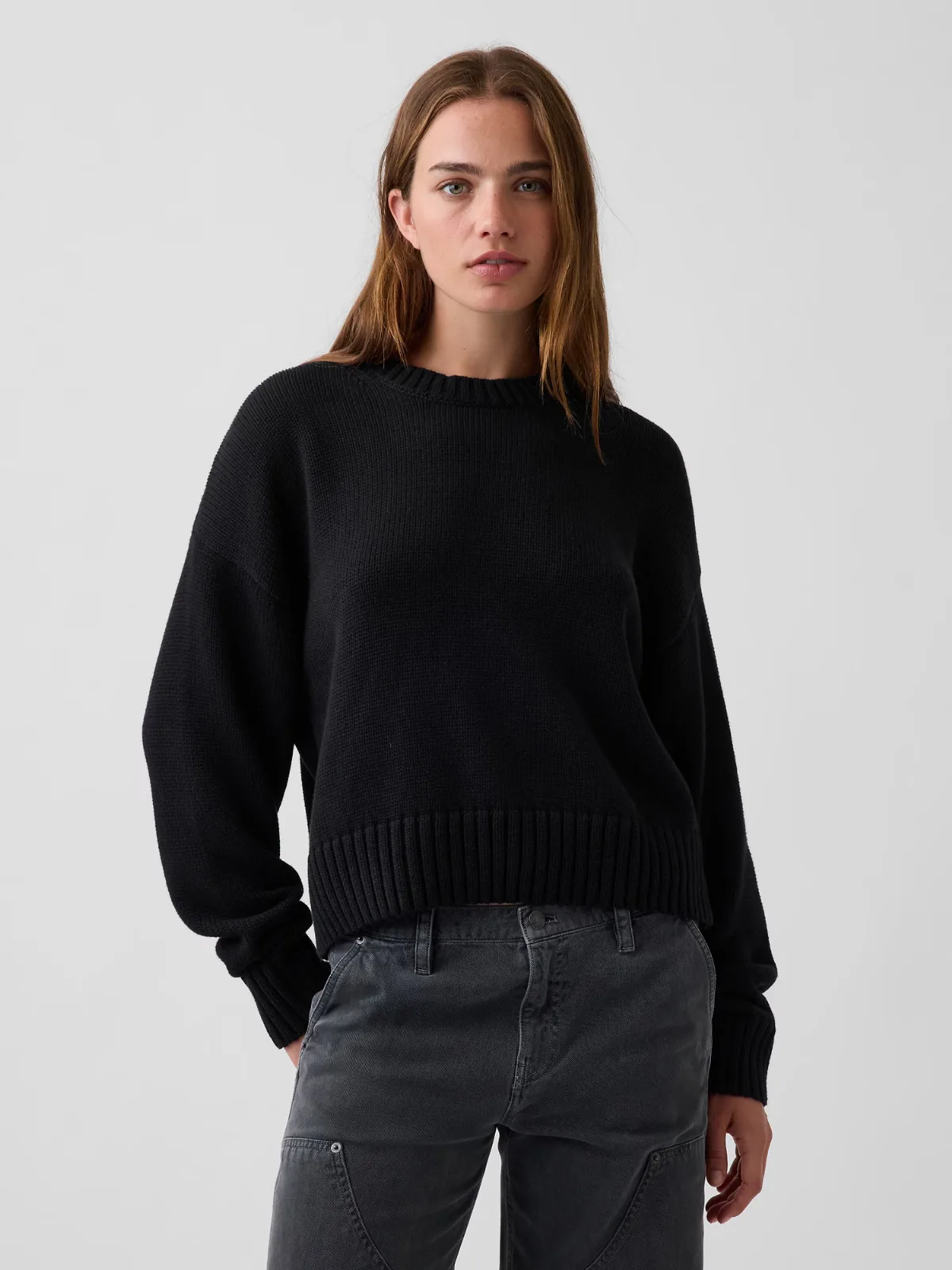 100% Cotton Oversized Crop Sweater by Gap
