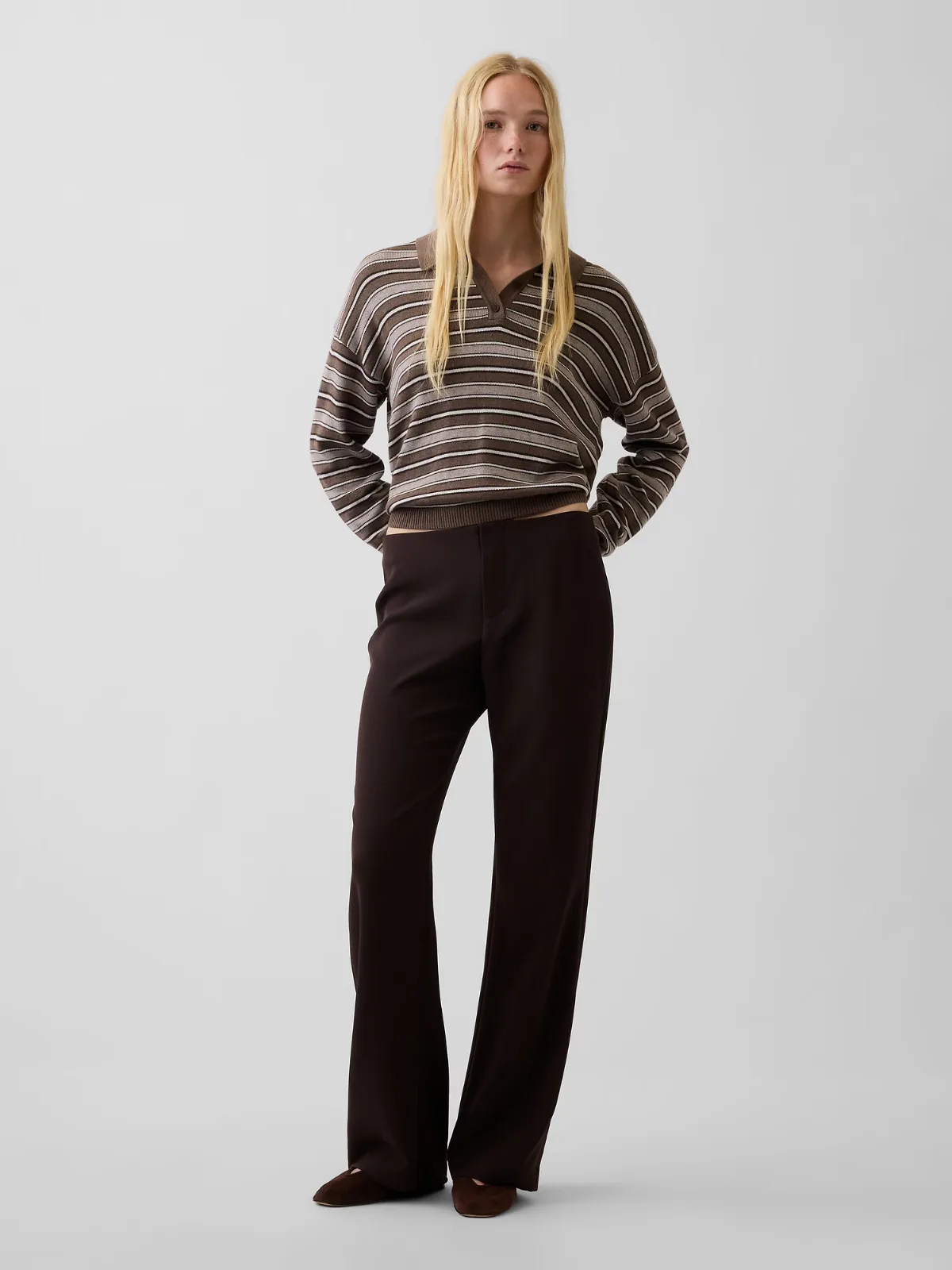 Low Rise Twill Flare Pants by Gap
