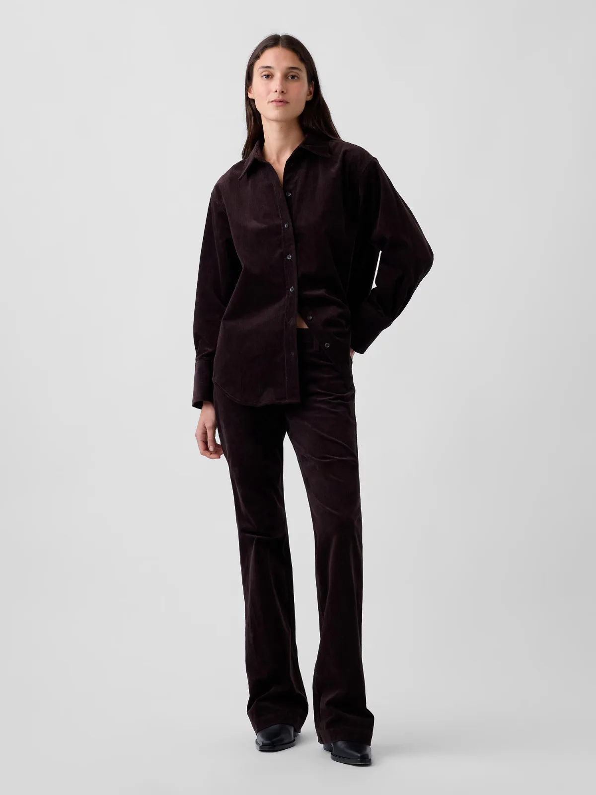 Mid Rise Corduroy Relaxed Flare Pants by Gap