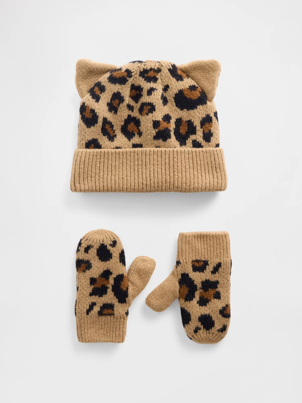 CashSoft Leopard Beanie & Mittens Set by Gap