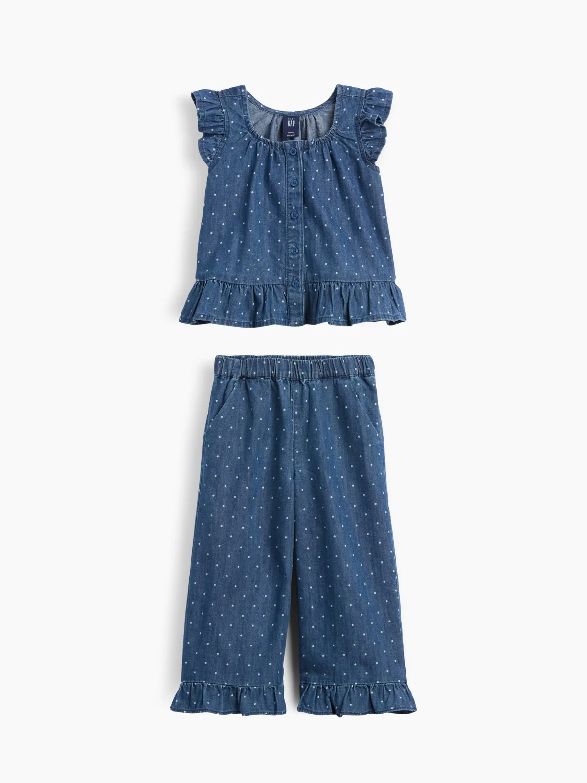 Denim Dot Ruffle Outfit Set by Gap