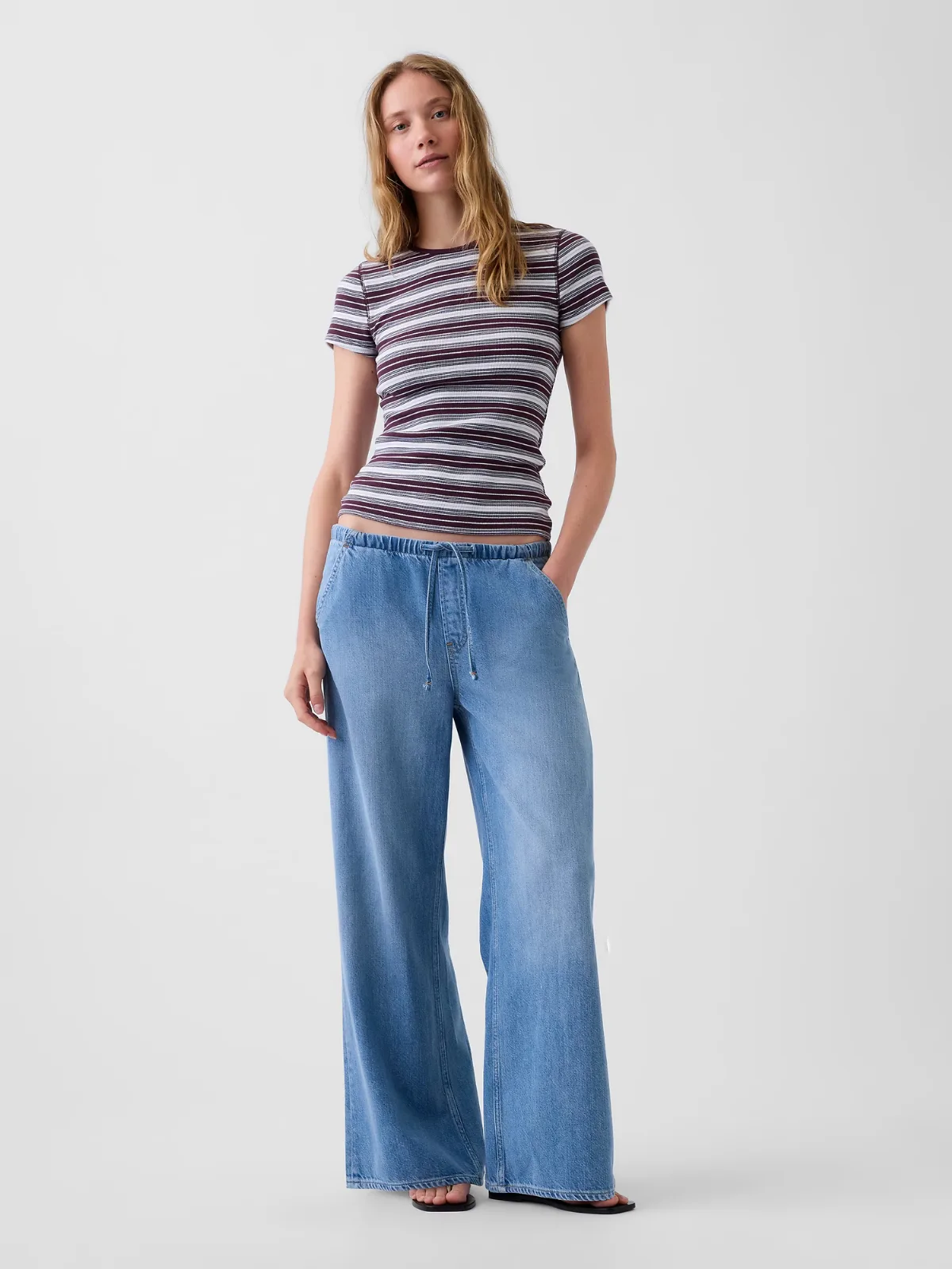 Low Rise UltraSoft Stride Easy Wide-Leg Jeans by Gap