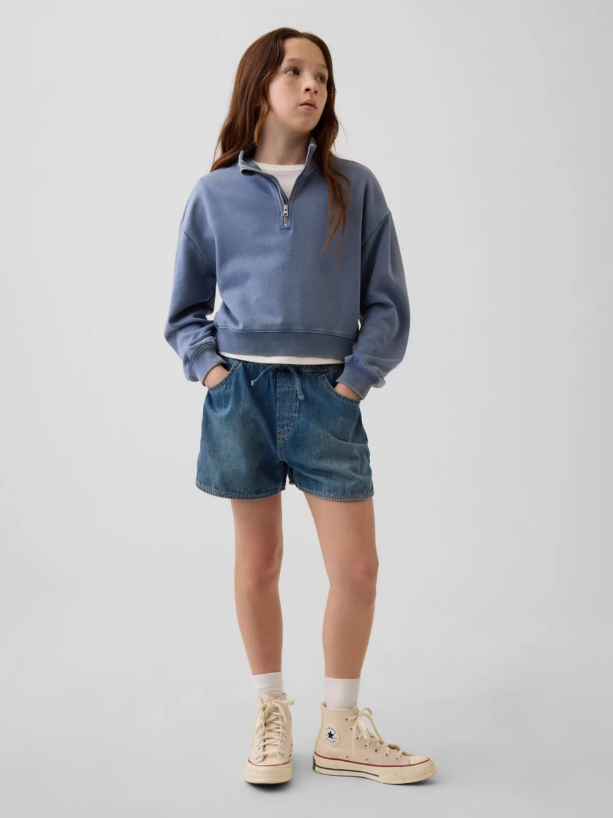 High Rise Denim Easy Dolphin Shorts by Gap