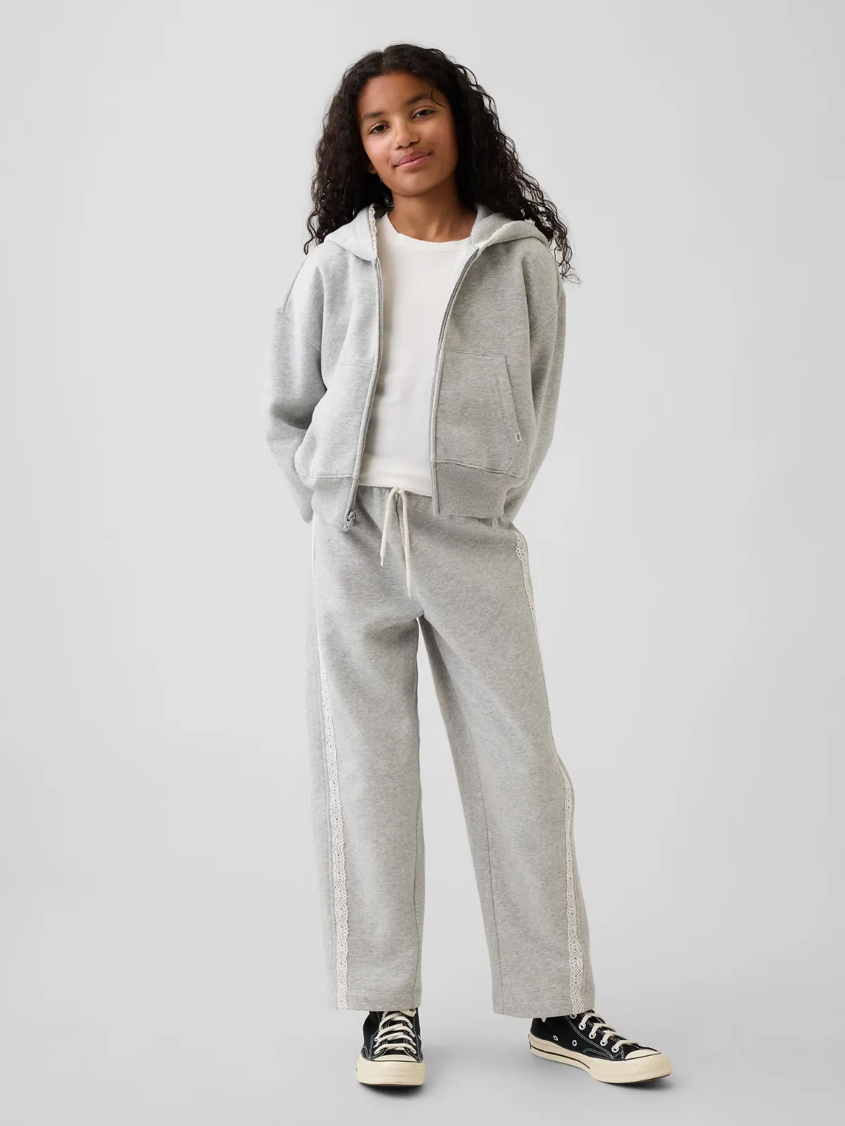 VintageSoft Relaxed Lace-Trim Barrel Joggers by Gap