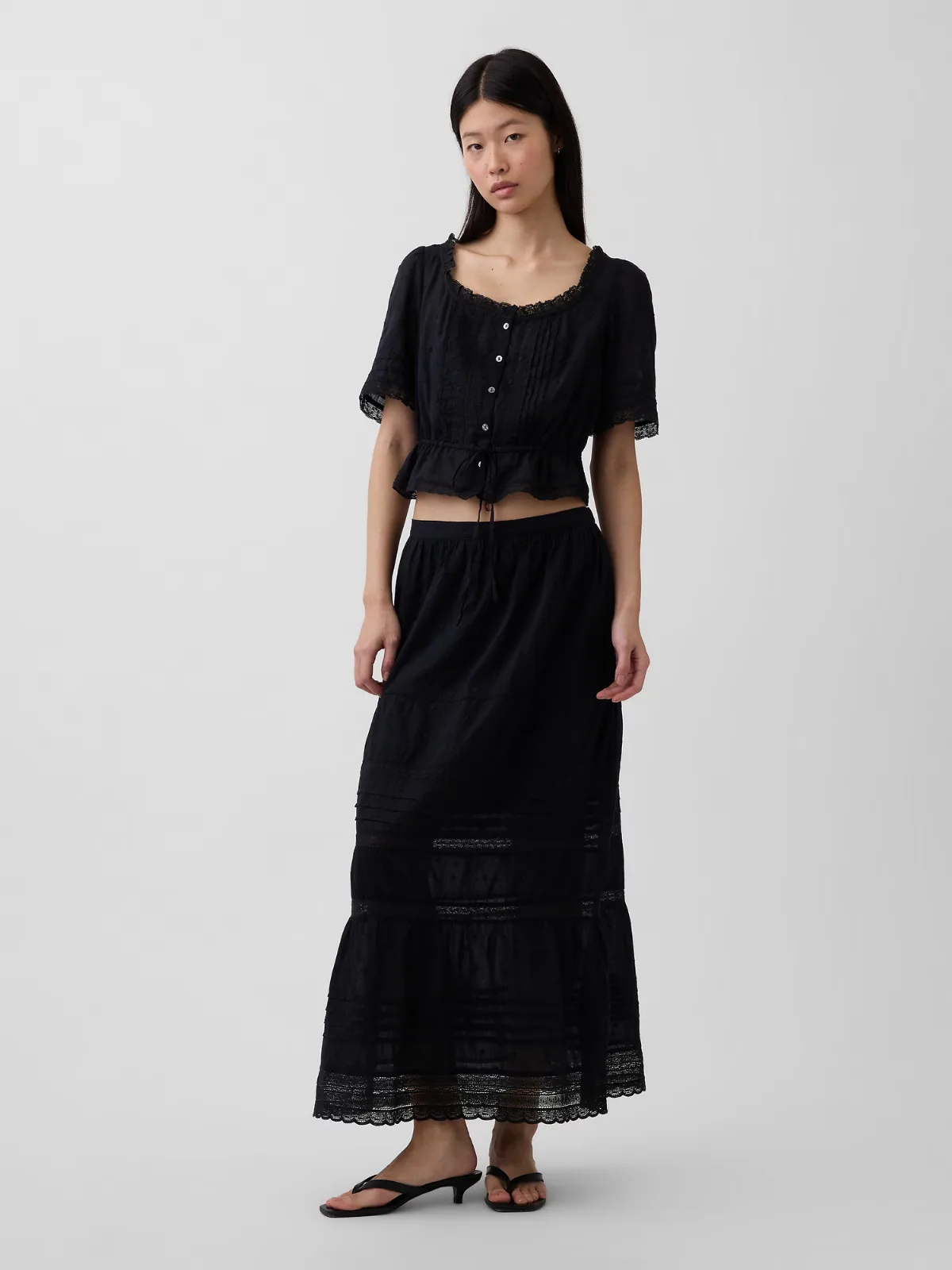 Lace-Trim Maxi Skirt by Gap