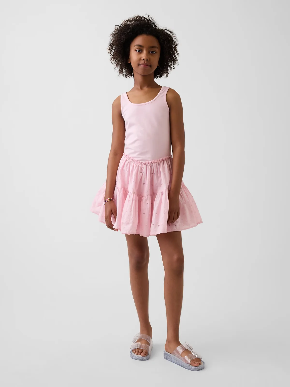 Mixed Media Tiered Tank Dress by Gap