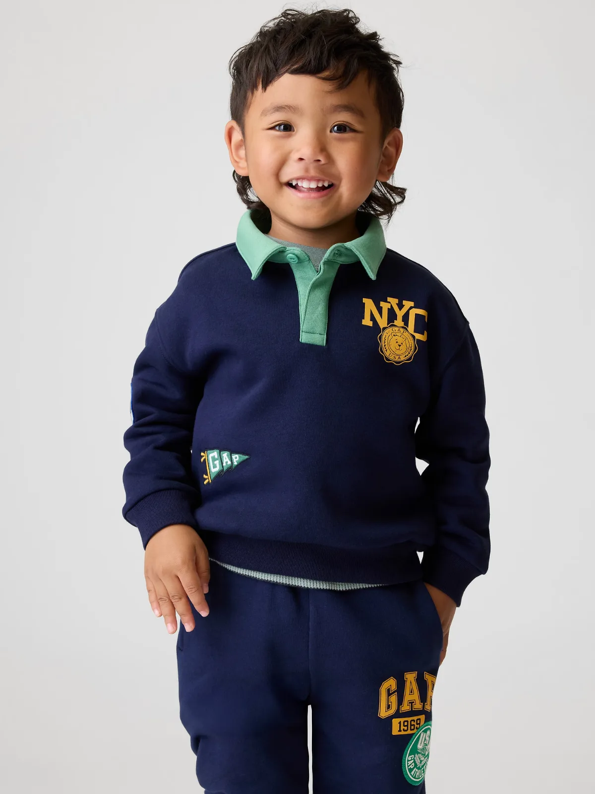 VintageSoft Varsity Logo Polo Shirt Sweatshirt by Gap