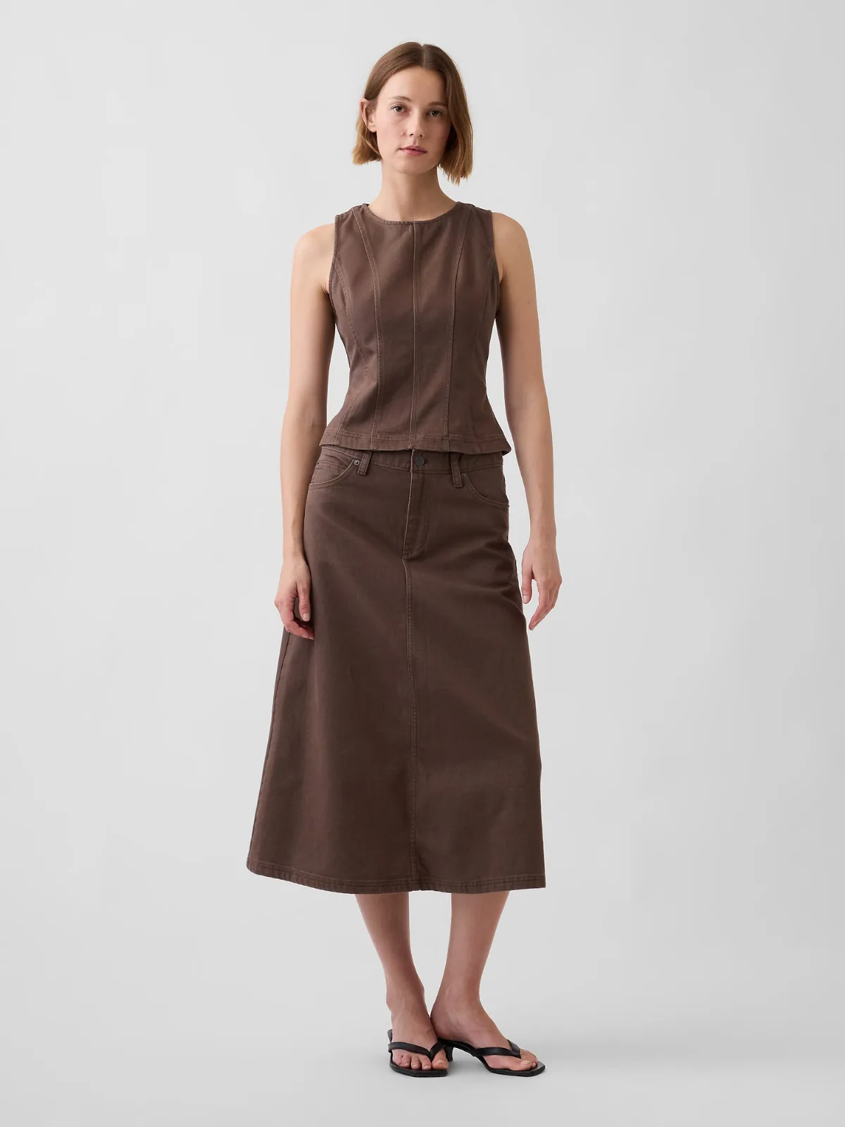 Twill Midi Skirt by Gap