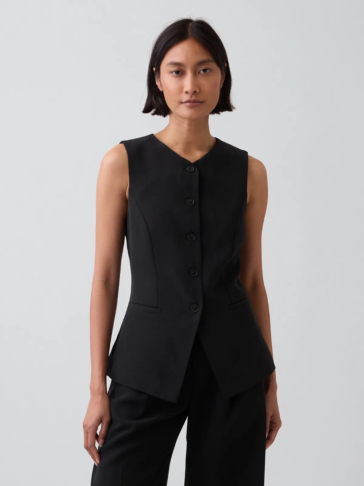 High-Neck Longline Vest by Gap