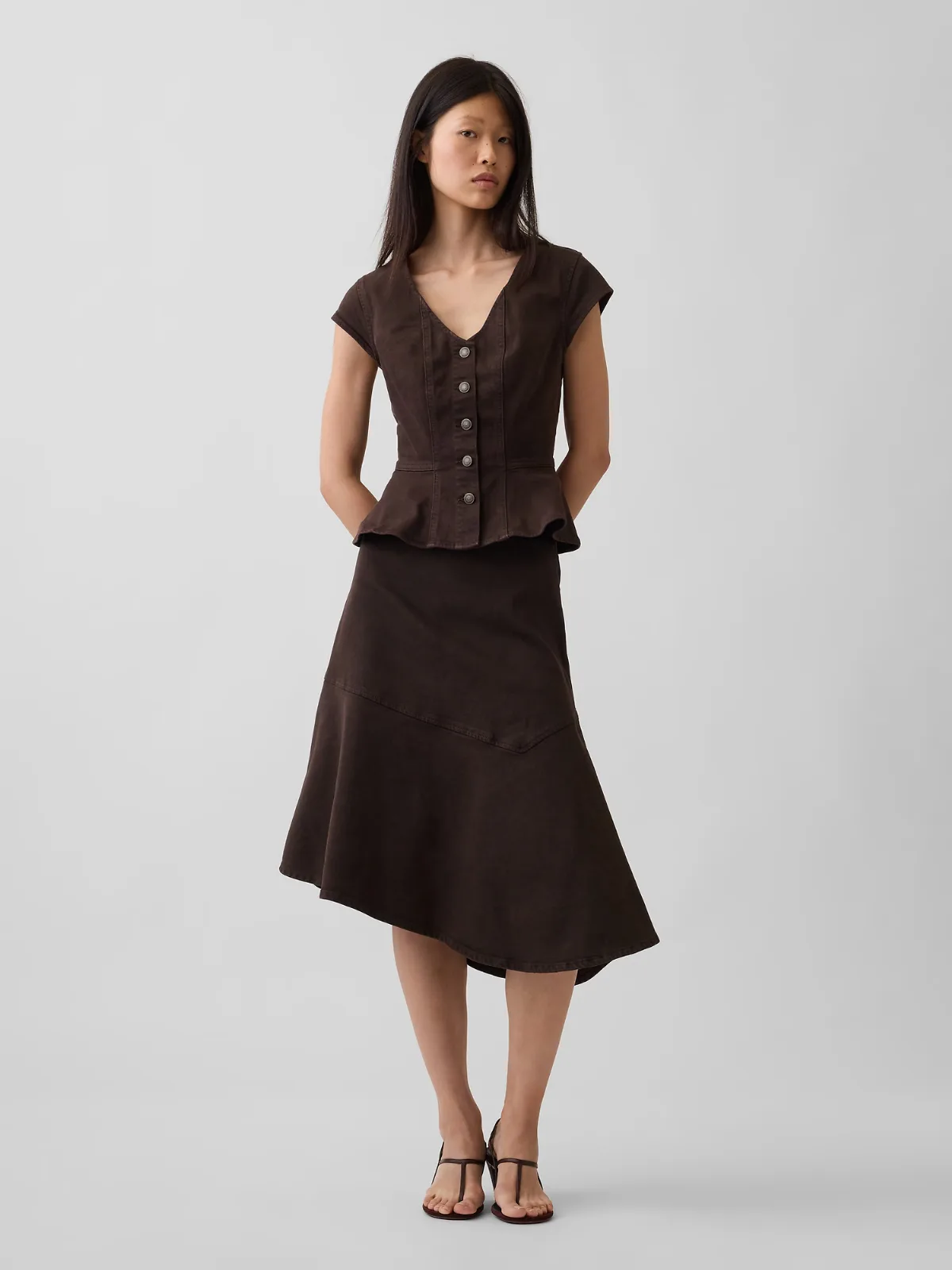 Denim Asymmetrical Midi Skirt by Gap