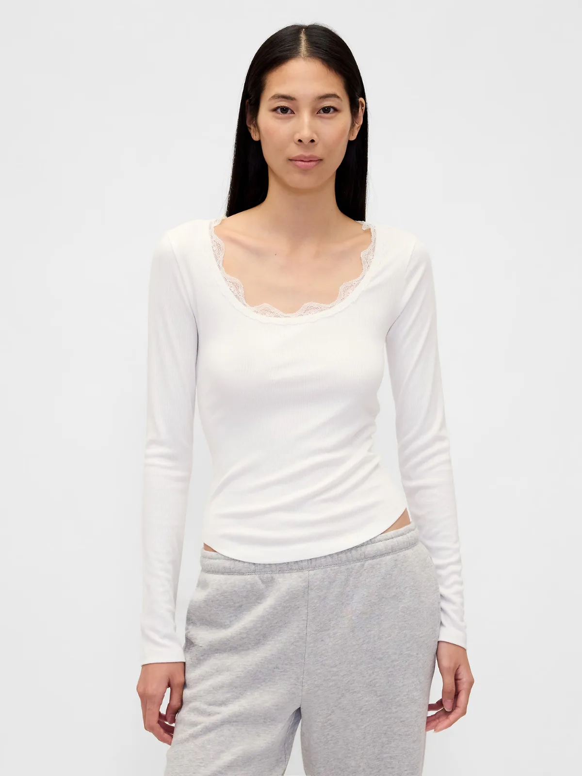 MiniRib Lace-Trim PJ Top by Gap