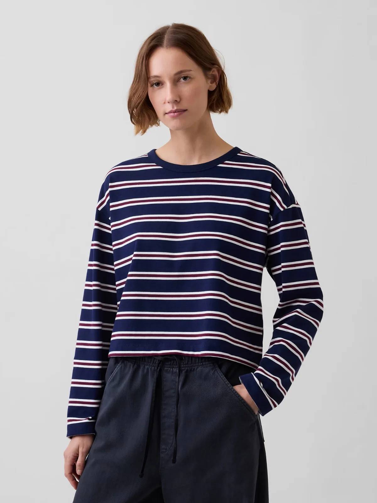 Knit Oversized Crop T-Shirt by Gap