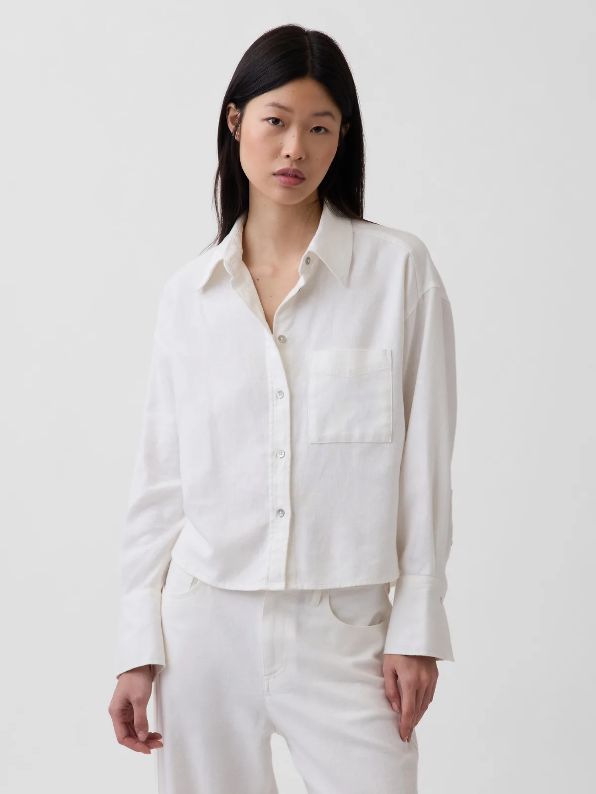 Linen-Cotton Oversized Shirt by Gap