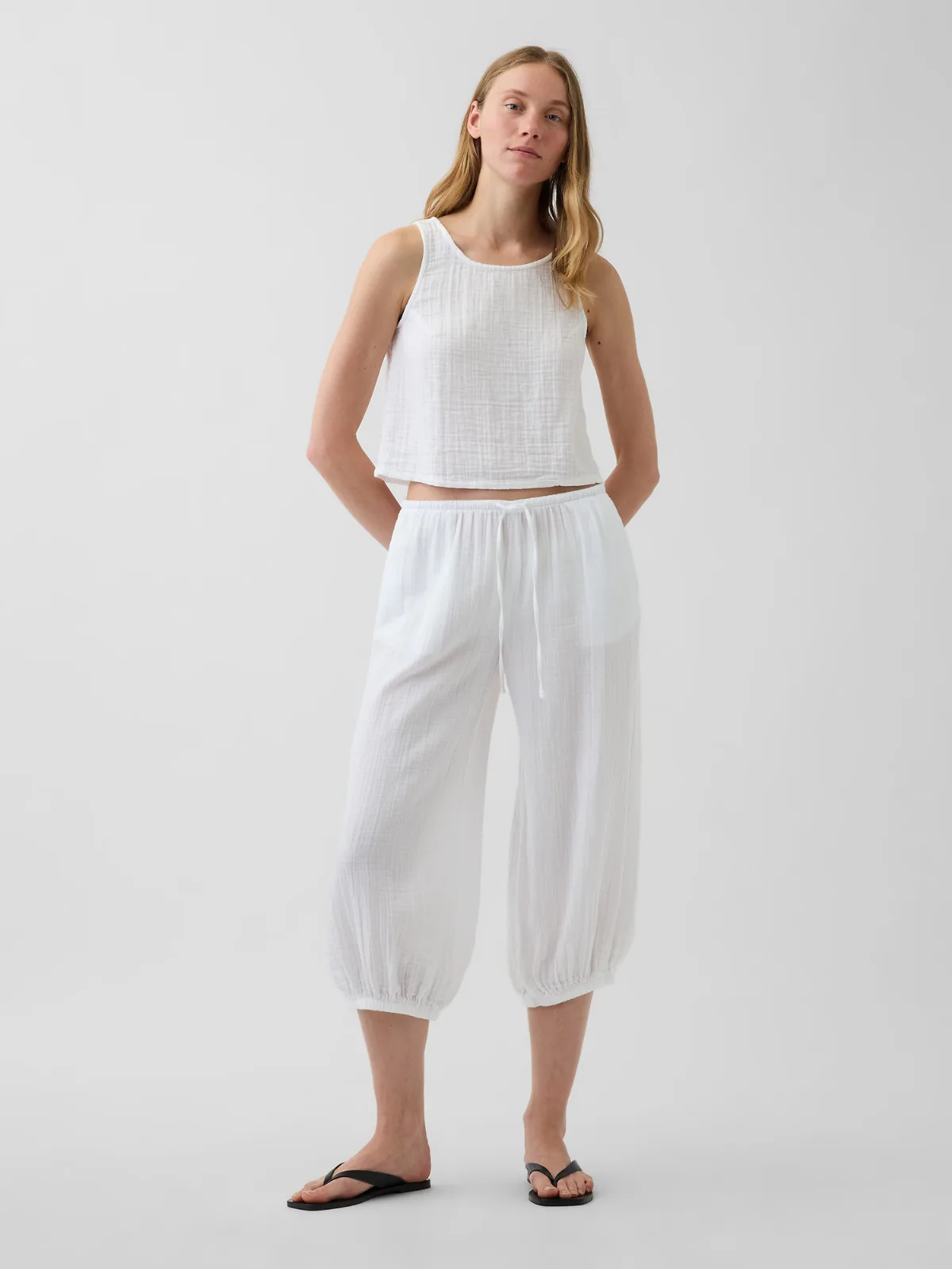 Cotton Gauze Easy Culotte Pants by Gap
