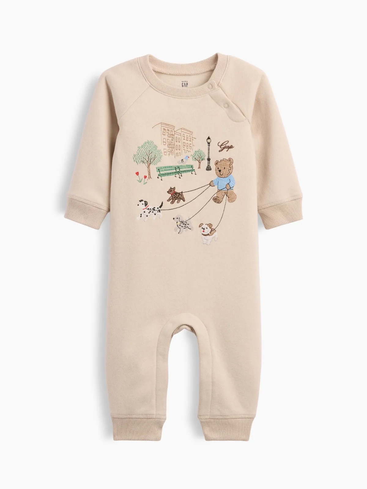 VintageSoft Embroidered Brannan Bear Raglan One-Piece by Gap