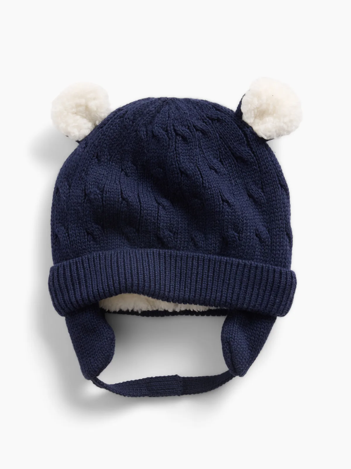 Sherpa-Lined Cable-Knit Bear Beanie by Gap