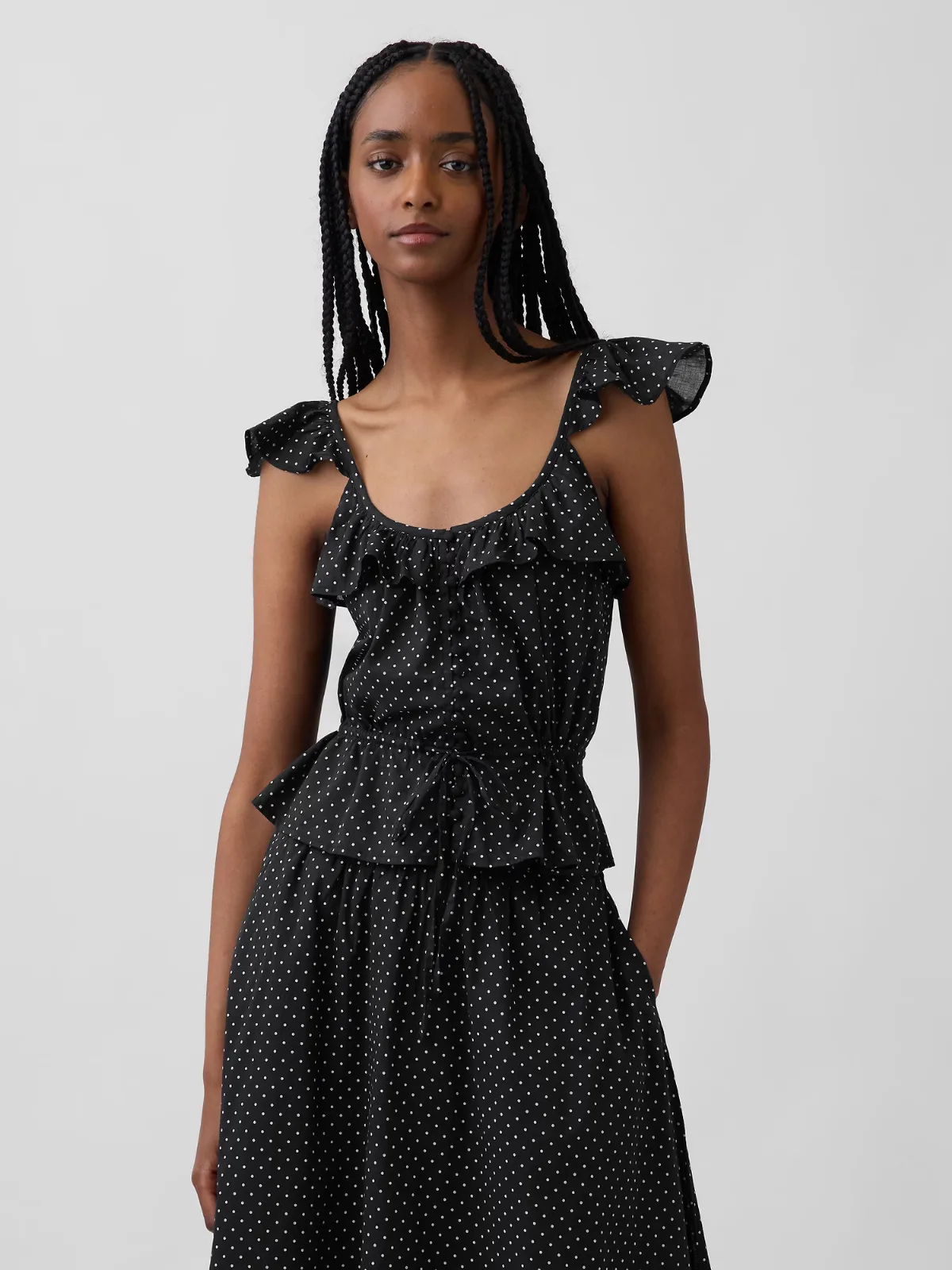 Flutter-Sleeve Tie-Waist Top by Gap