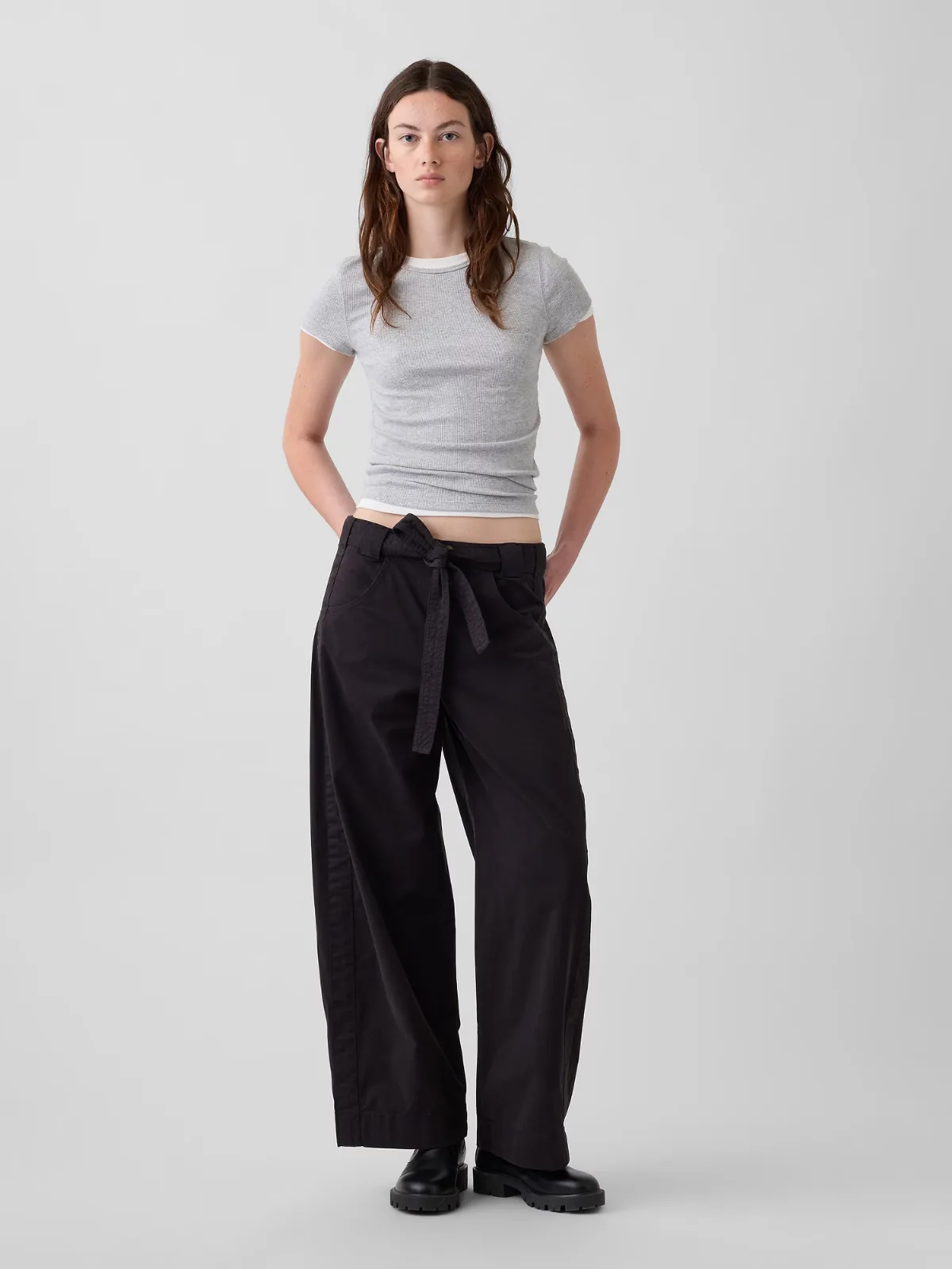 Tie-Waist Barrel Ankle Khakis by Gap