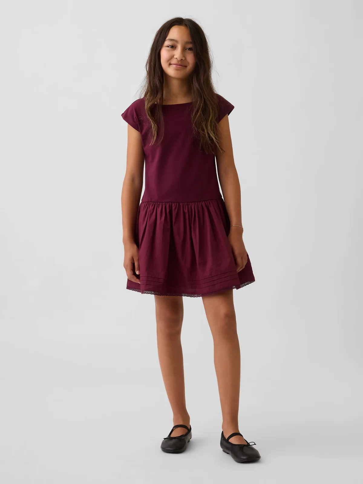 Mixed Media Drop-Waist Dress by Gap