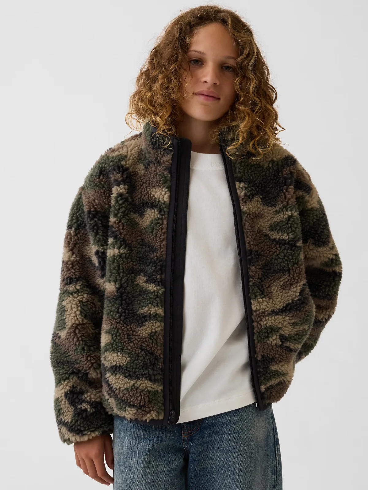 Sherpa Relaxed Camo Zip Jacket by Gap