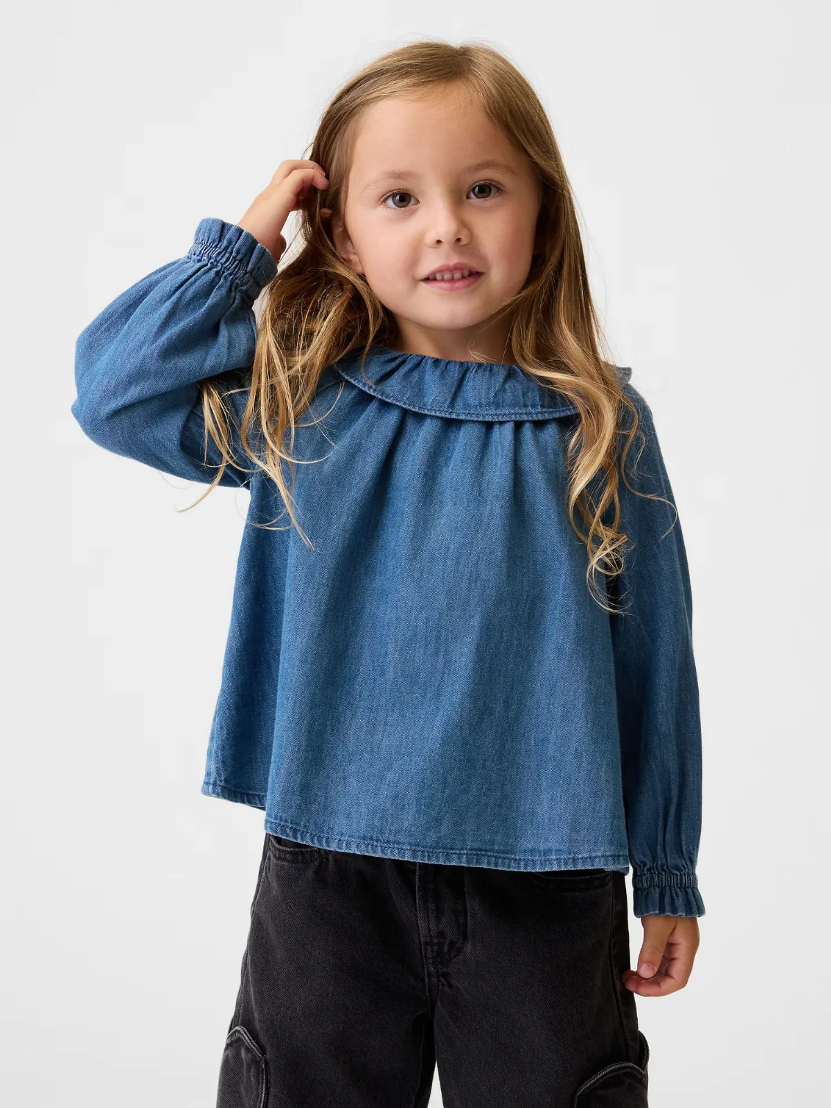 Ruffle Collar Denim Top by Gap