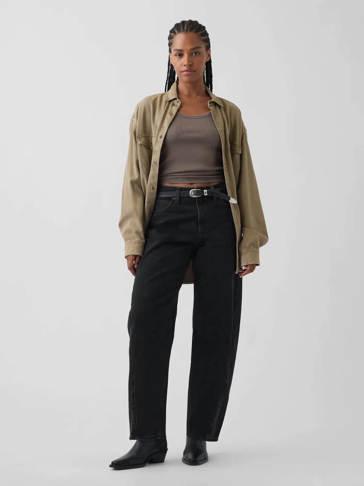 Curvy High Rise Barrel Jeans by Gap