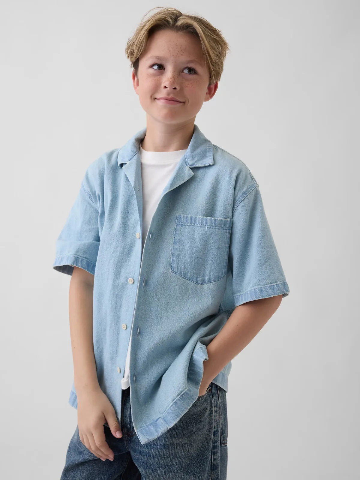 Denim Relaxed Shirt by Gap