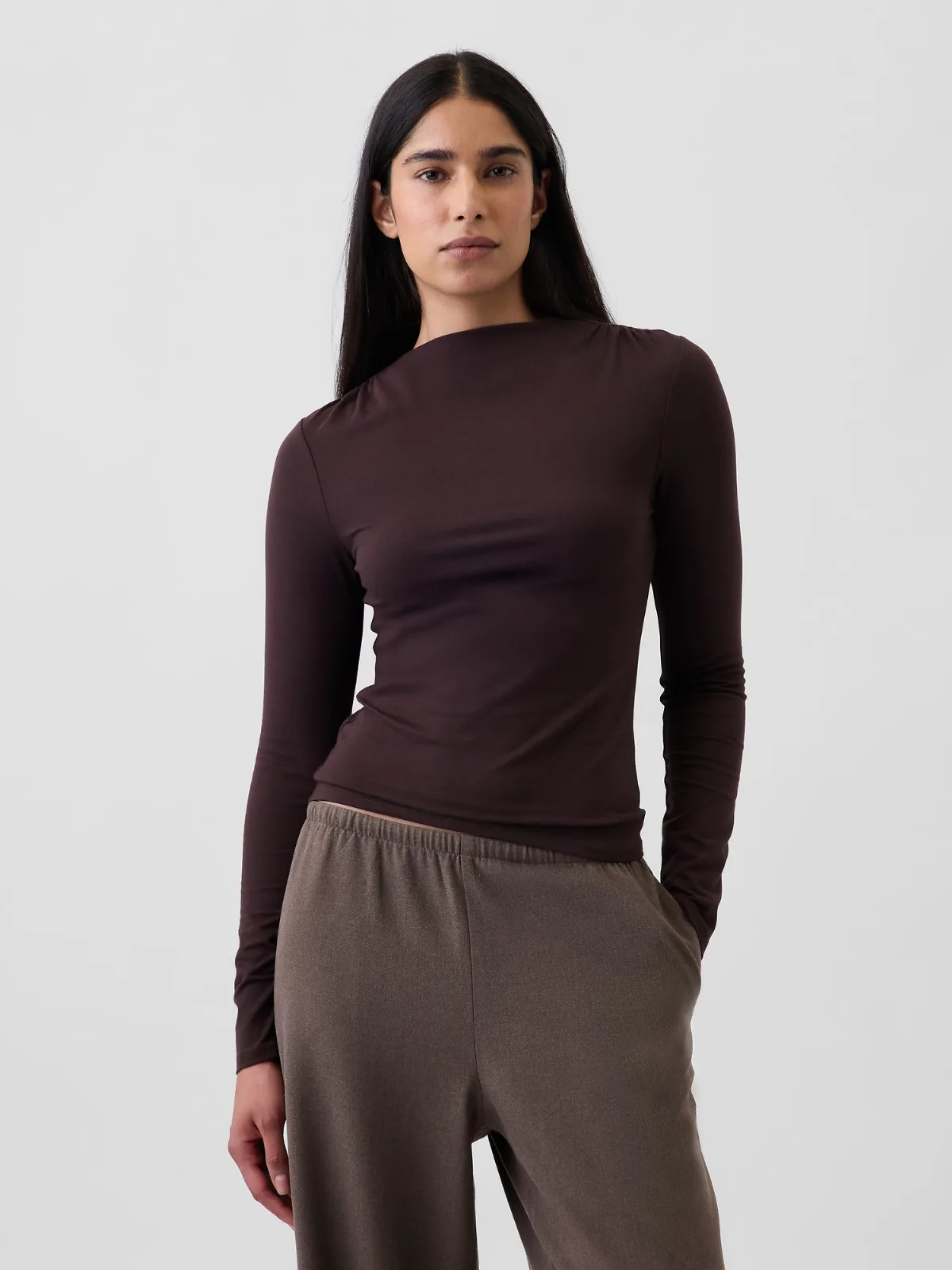 CloseKnit Jersey Funnel-Neck Ruched T-Shirt by Gap