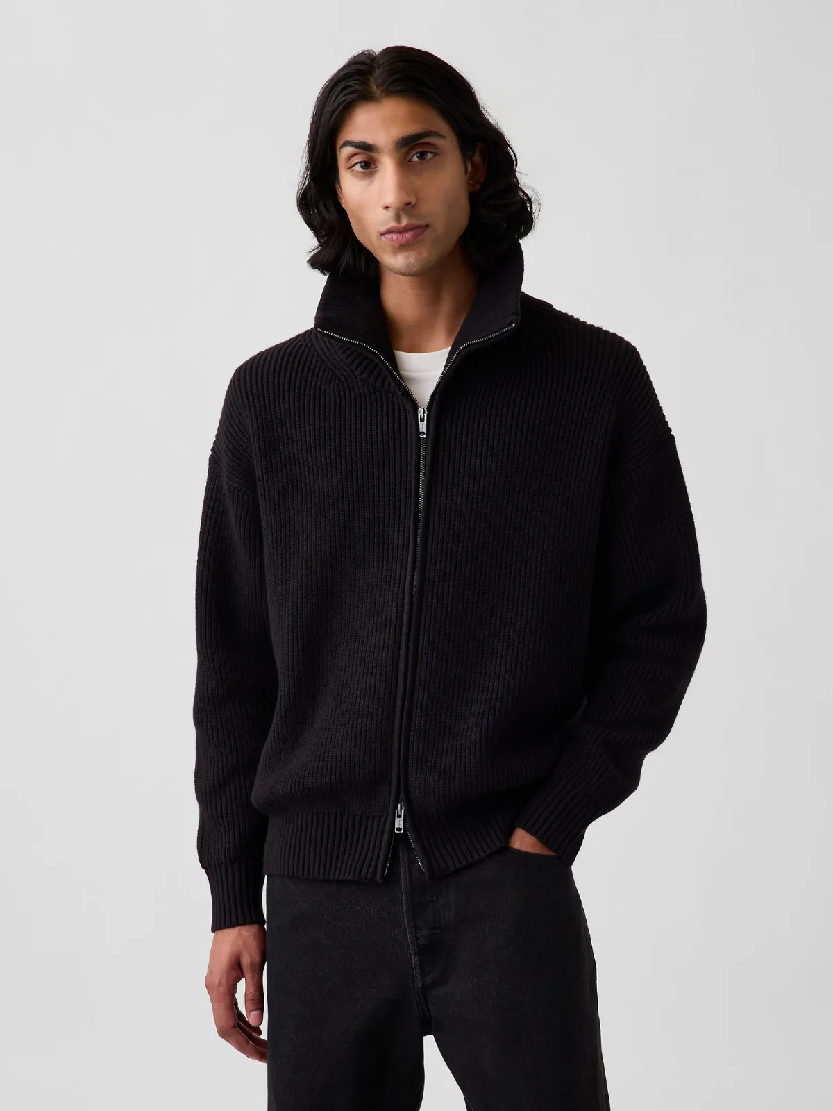 Oversized Double-Zip Cardigan Sweater by Gap