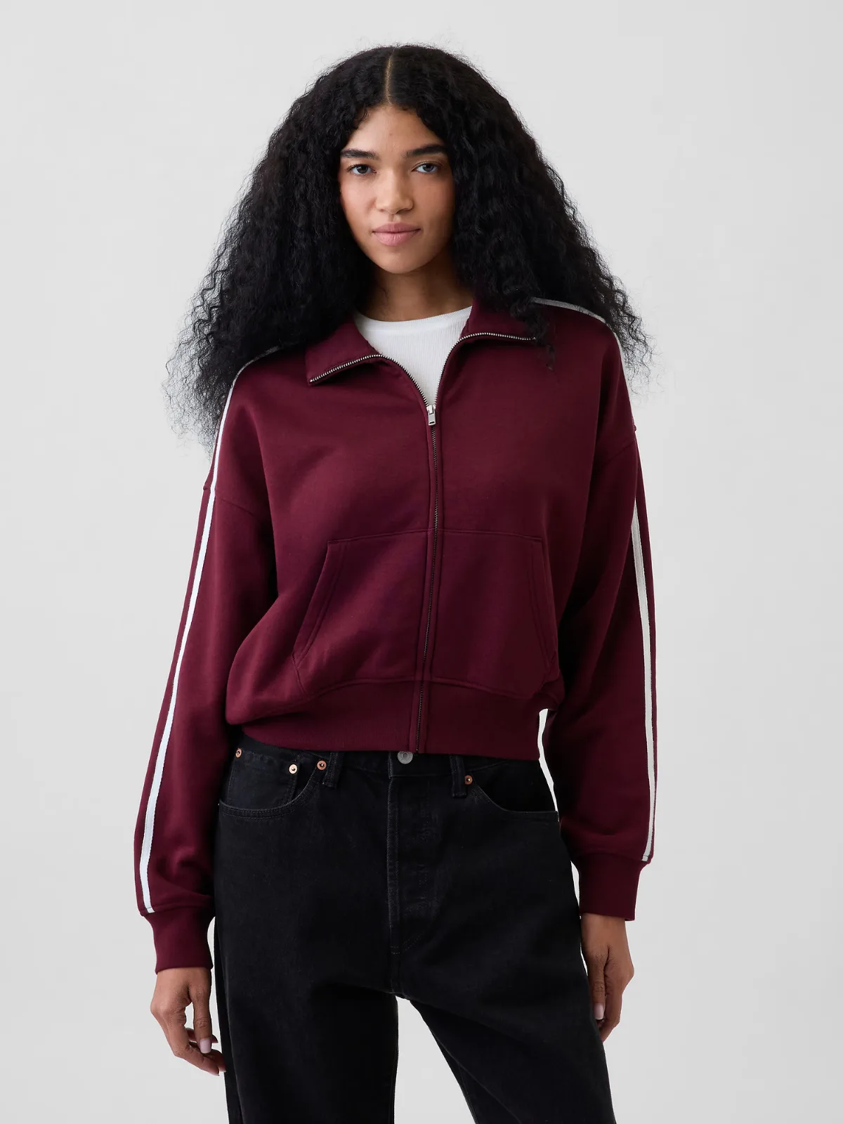 VintageSoft Oversized Mockneck Zip Jacket