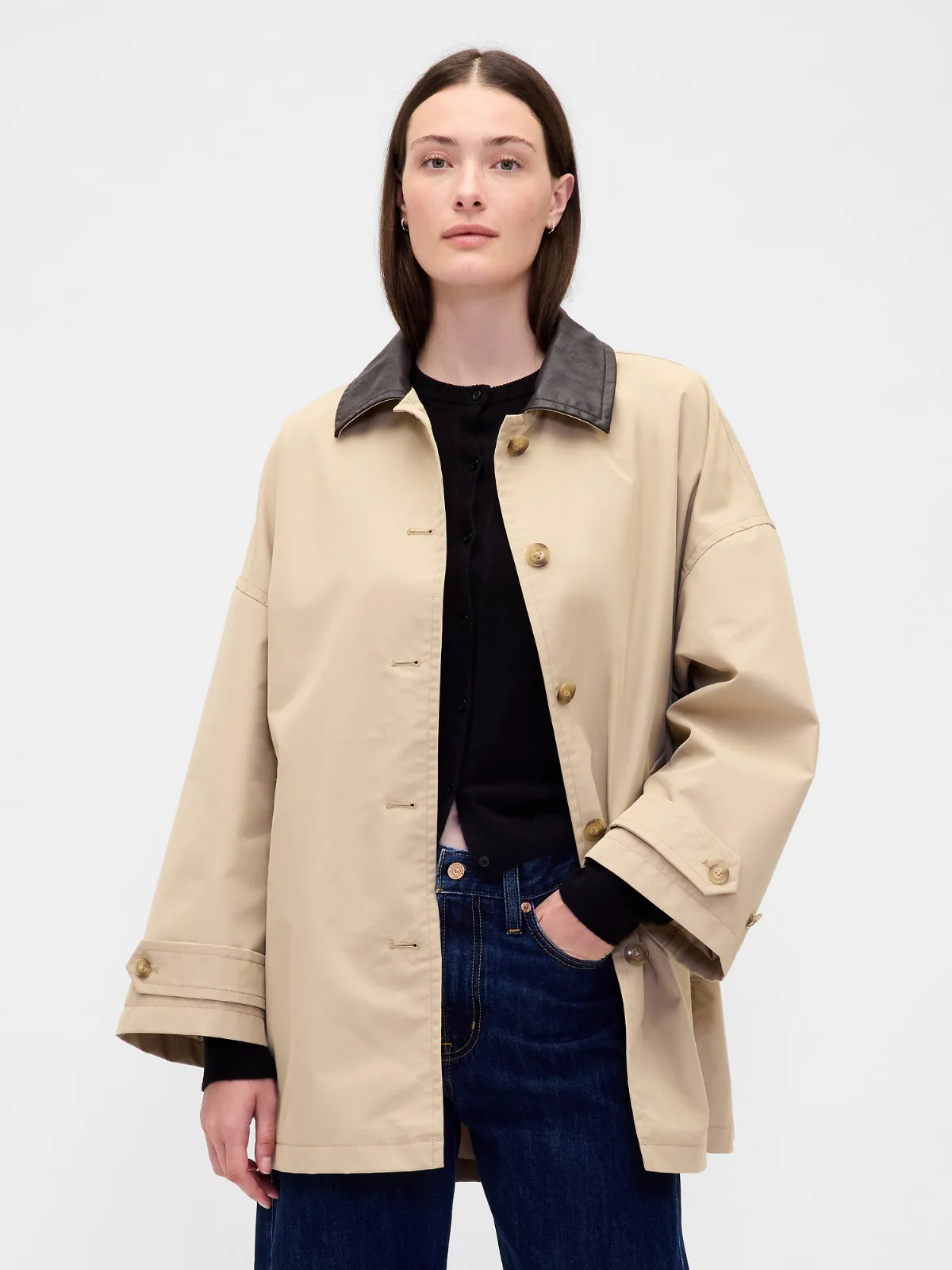 Twill Oversized Trench Coat by Gap