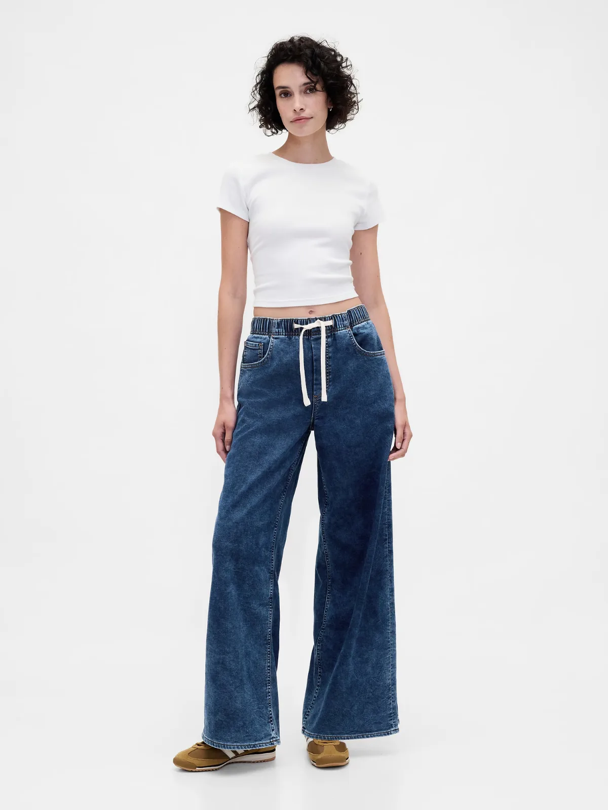 Mid Rise Knit Denim Baggy Jeans by Gap