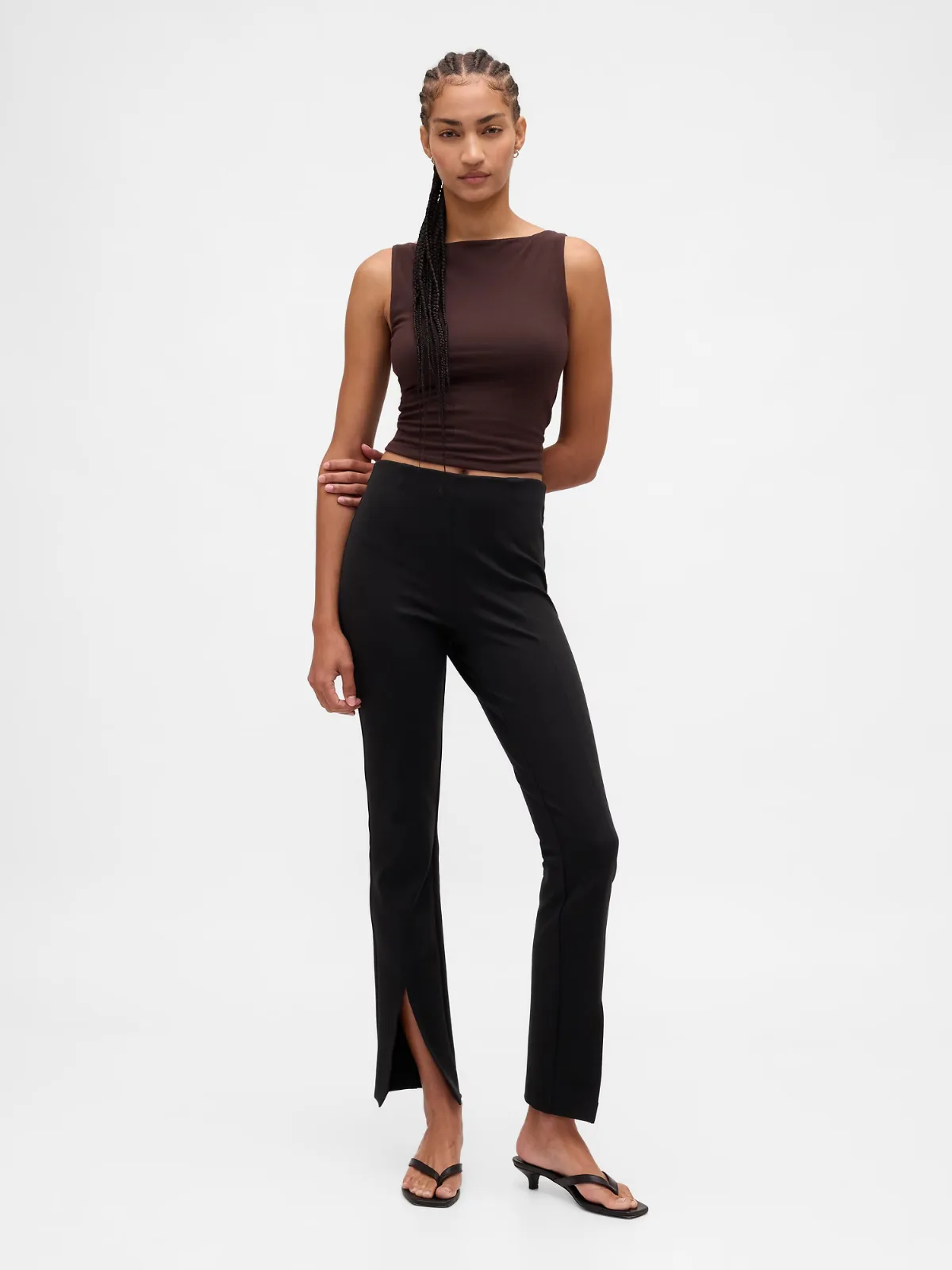 High Rise Double Knit Split-Hem Flare Pants by Gap