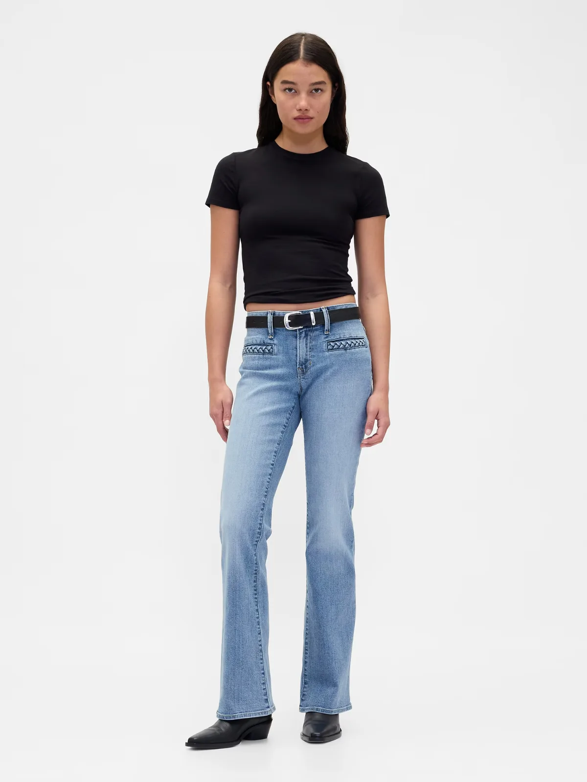Low Rise Braided Pocket Long & Lean Jeans