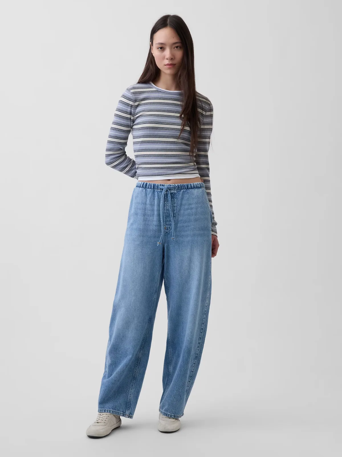 High Rise UltraSoft Easy Barrel Jeans by Gap