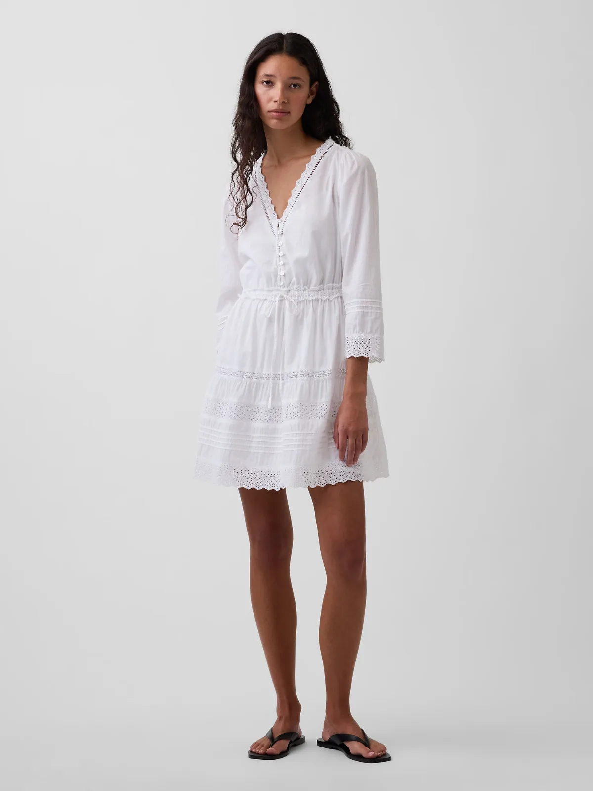 Lace-Trim Mini Dress