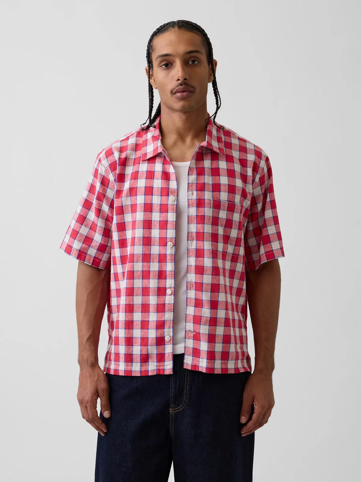 Linen-Cotton Relaxed Straight-Hem Shirt by Gap