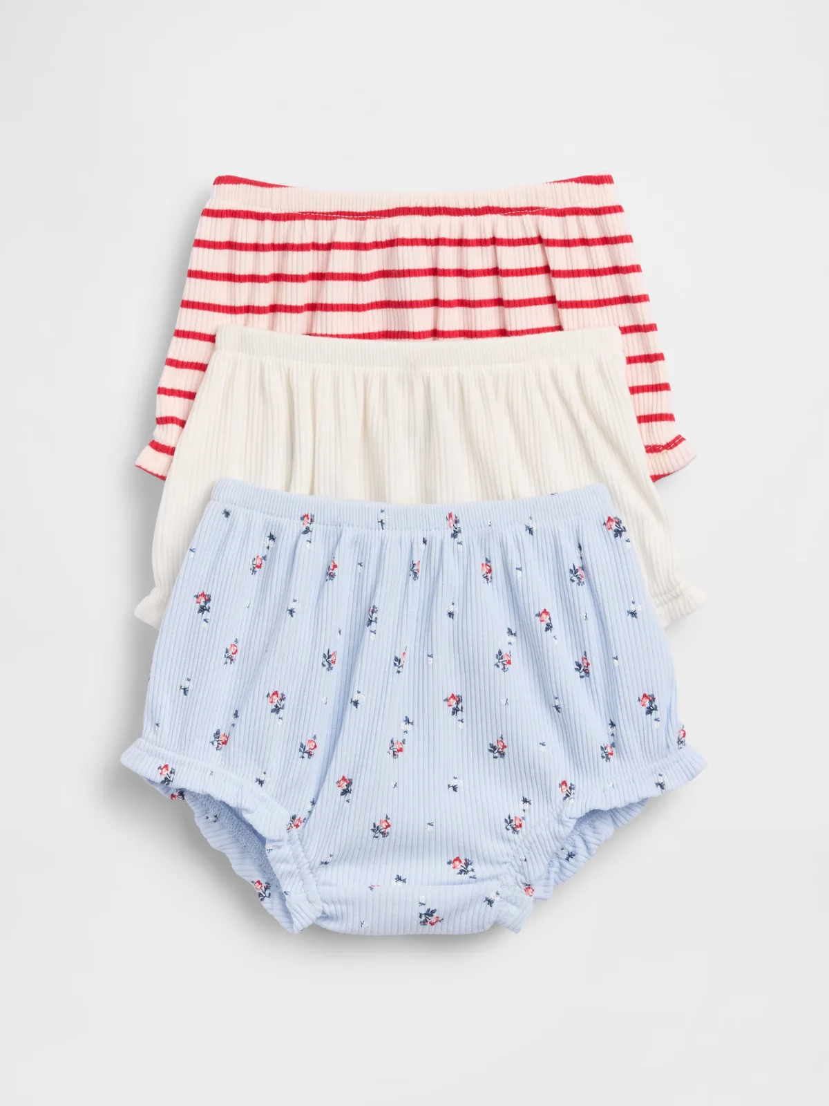 First Favorites TinyRib Ruffle Bloomers (3-Pack) by Gap