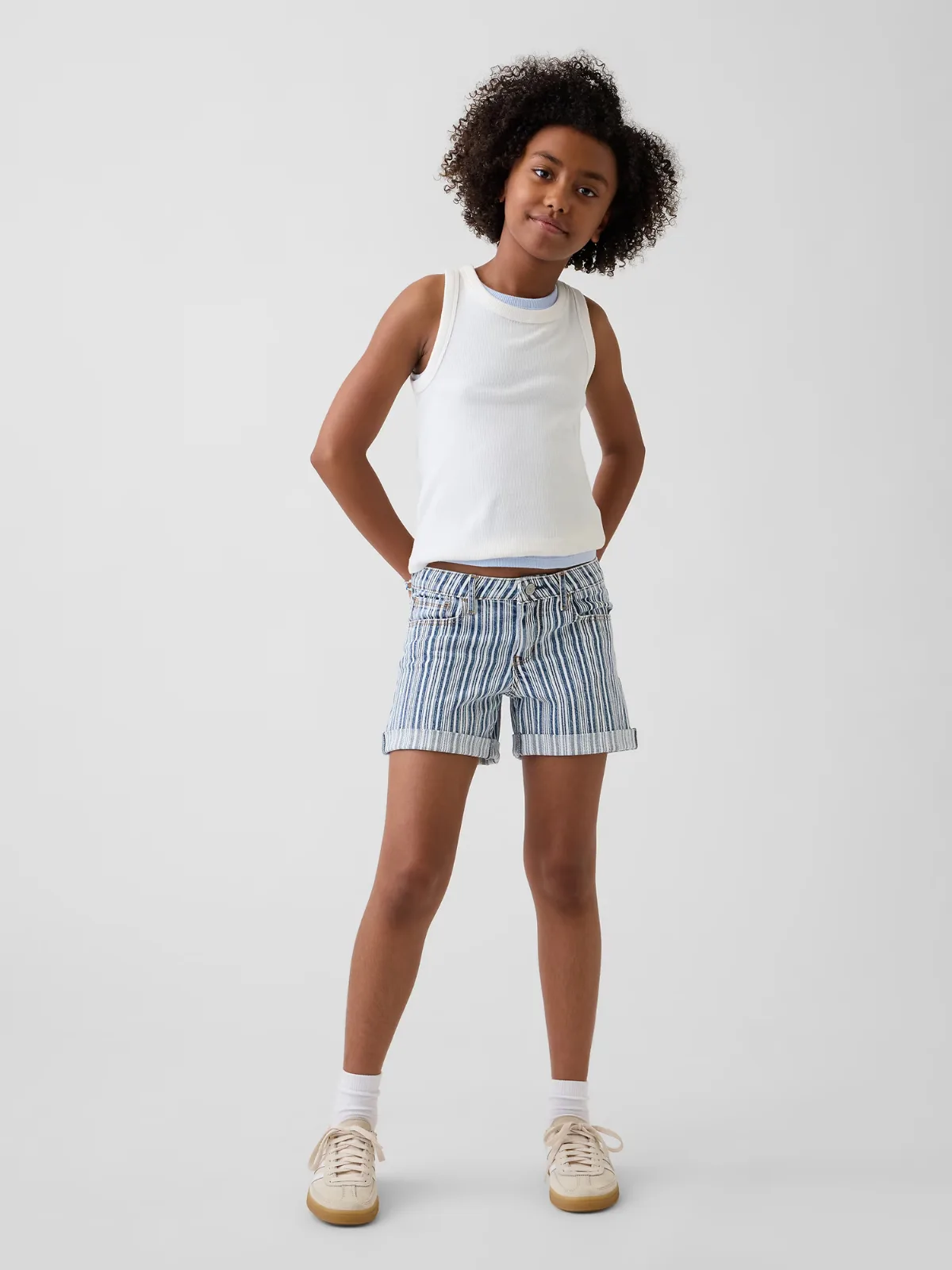 Denim Stripe Midi Shorts by Gap