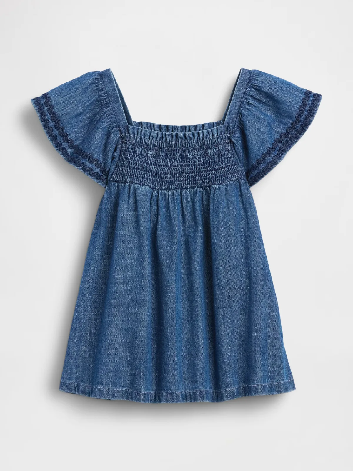 Smocked Denim Dress by Gap