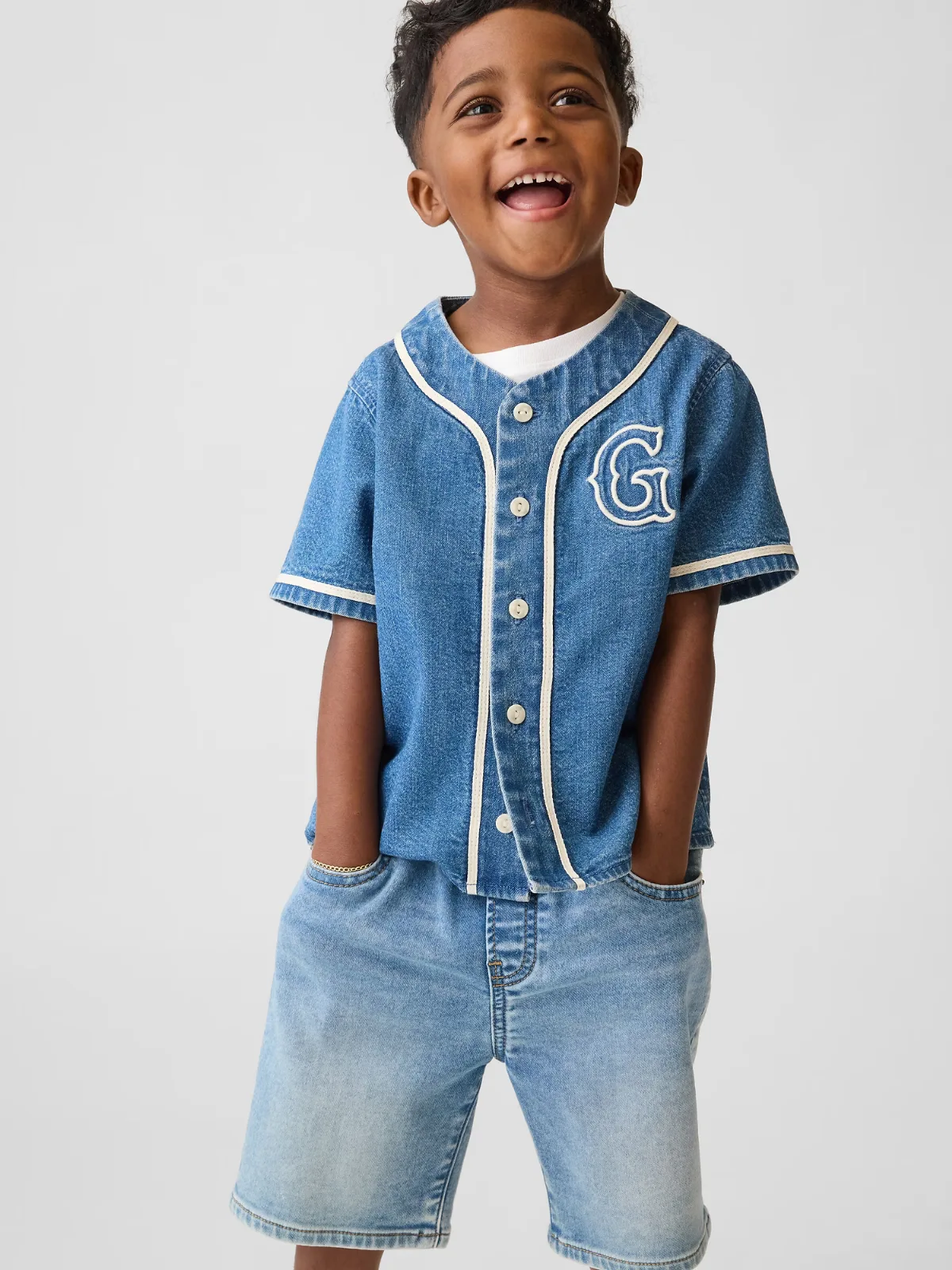 Denim Varsity Logo Baseball Shirt by Gap