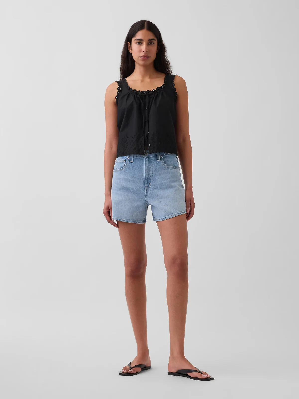 3.5 High Rise Relaxed Straight Denim Shorts by Gap