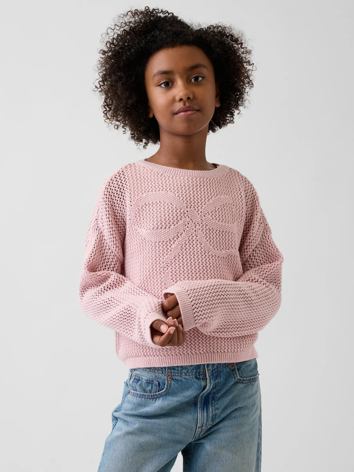 100% Cotton Crochet Oversized Graphic Sweater by Gap
